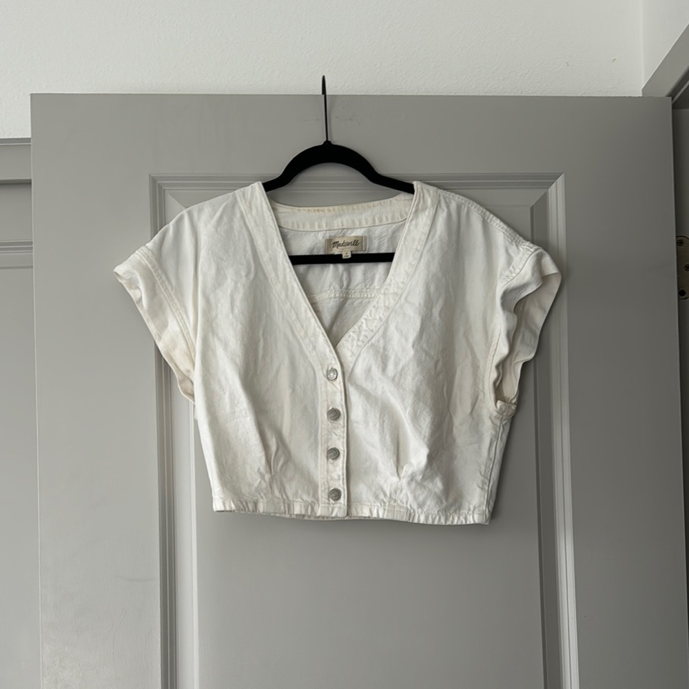 Madewell White adenim Button up